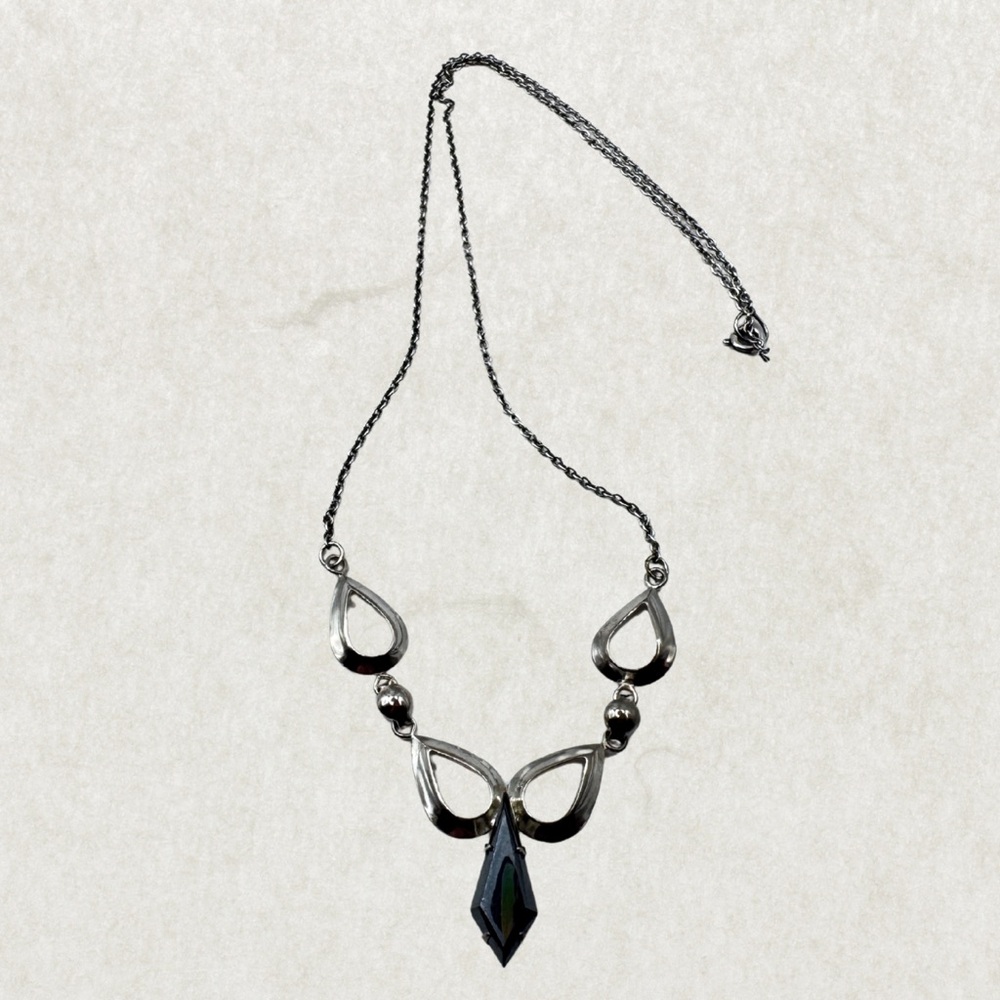 Vintage Mid-Century Titan Sterling Hematite “Black Alaskan Diamond” Necklace
